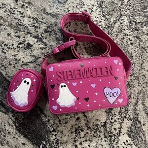 Hand painted Steve Madden Pink Belt bag/ Cross body Halloween Valentines